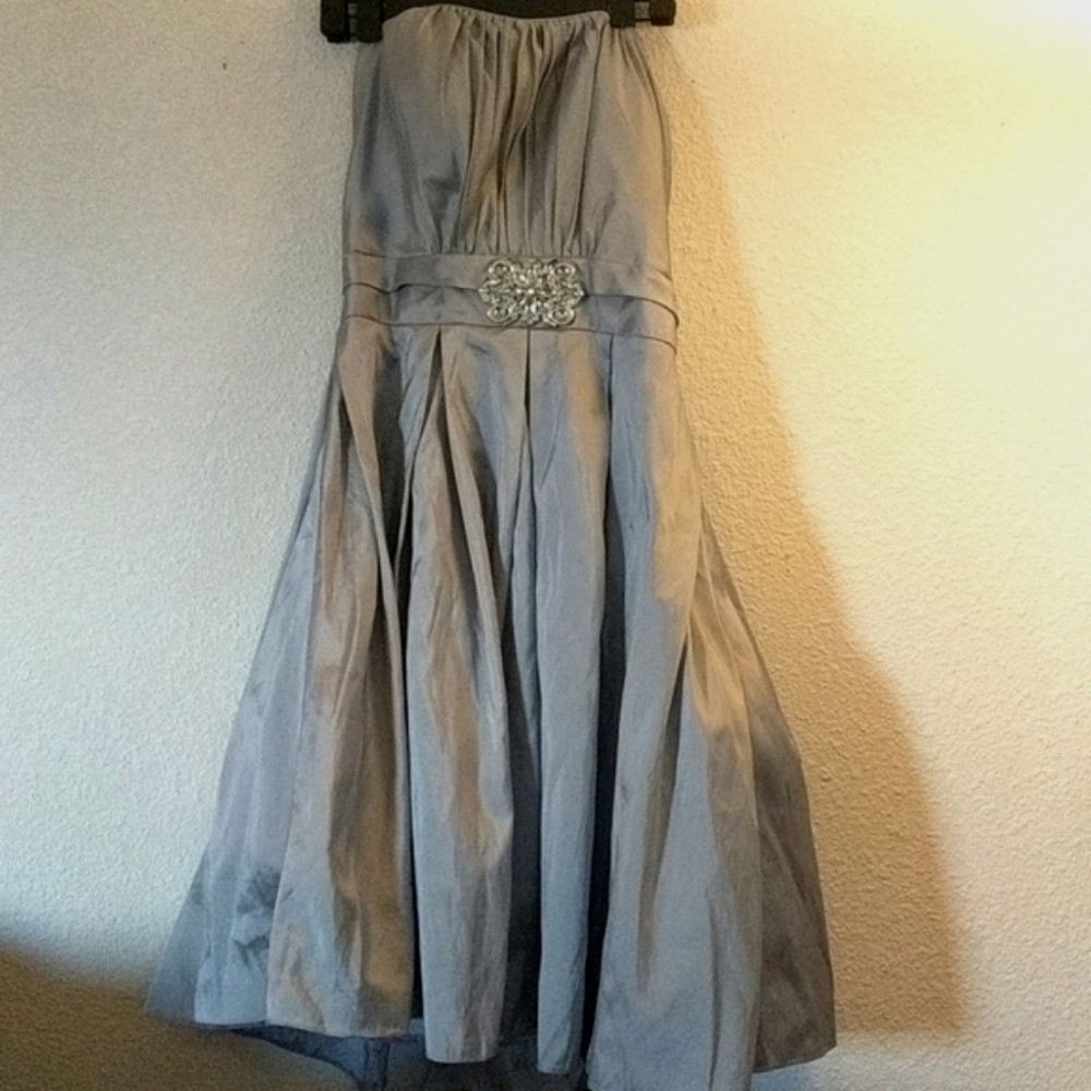 Cinderella Strapless Silver Formal Dress Medium